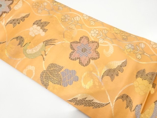 JAPANESE KIMONO / NAGOYA OBI / WOVEN FLOWER & BIRD 